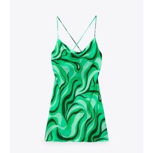 Zara green swirly mini dress. St patty’s day!🍀✨
